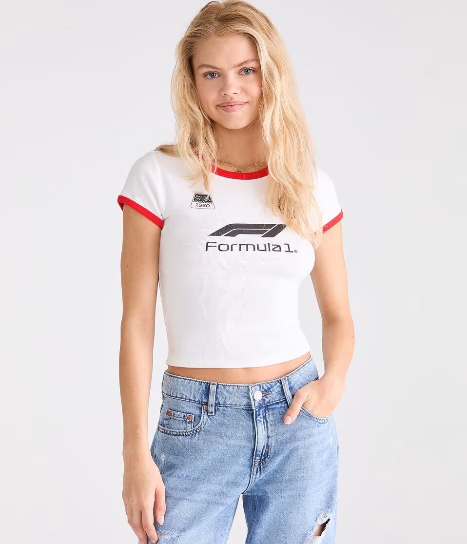 Formula 1? Racing Cropped Ringer Graphic Tee