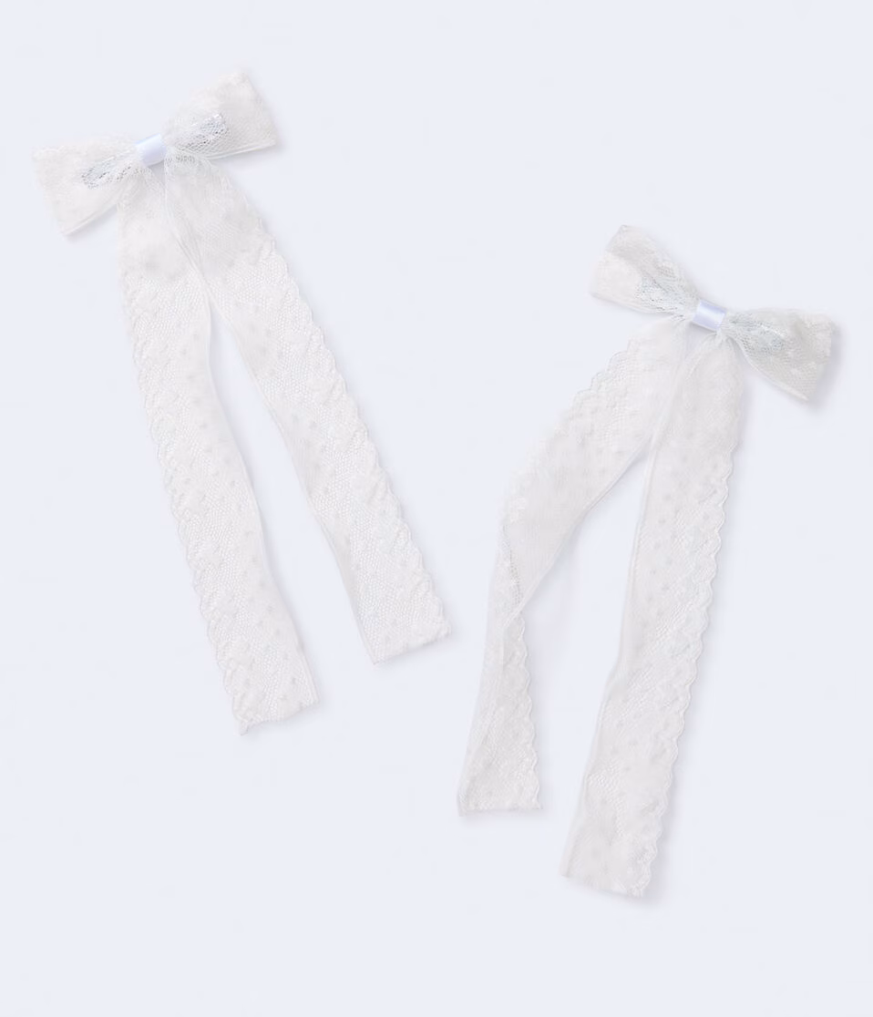 Lace Long Bow Hair Clip 2-Pack