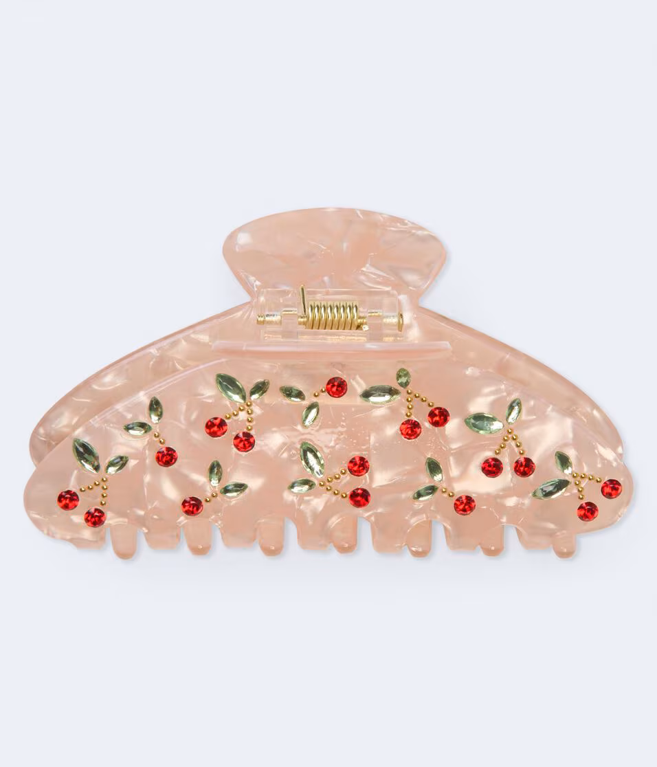 Rhinestone Cherry Claw Hair Clip