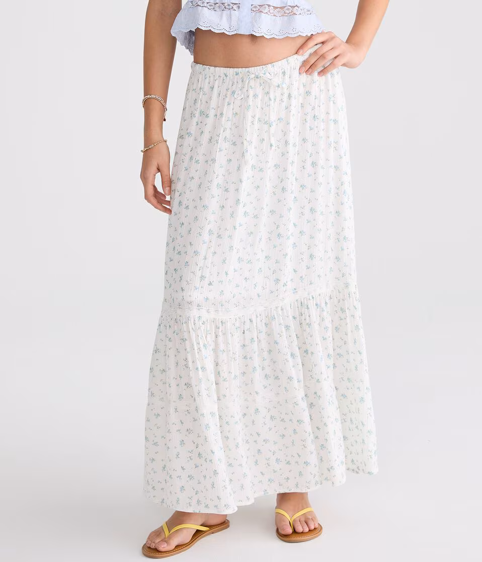 Floral Tiered Maxi Skirt