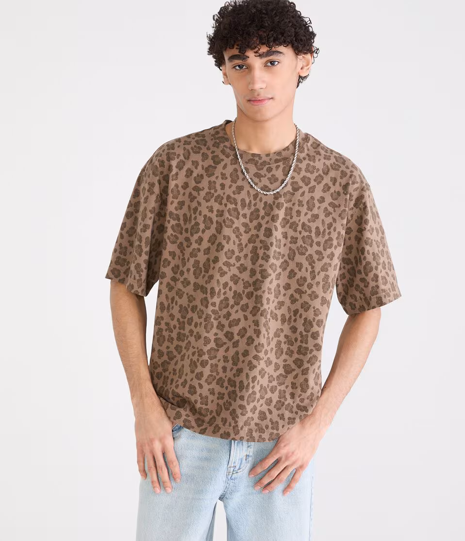 Leopard Print Heavyweight Crew Tee