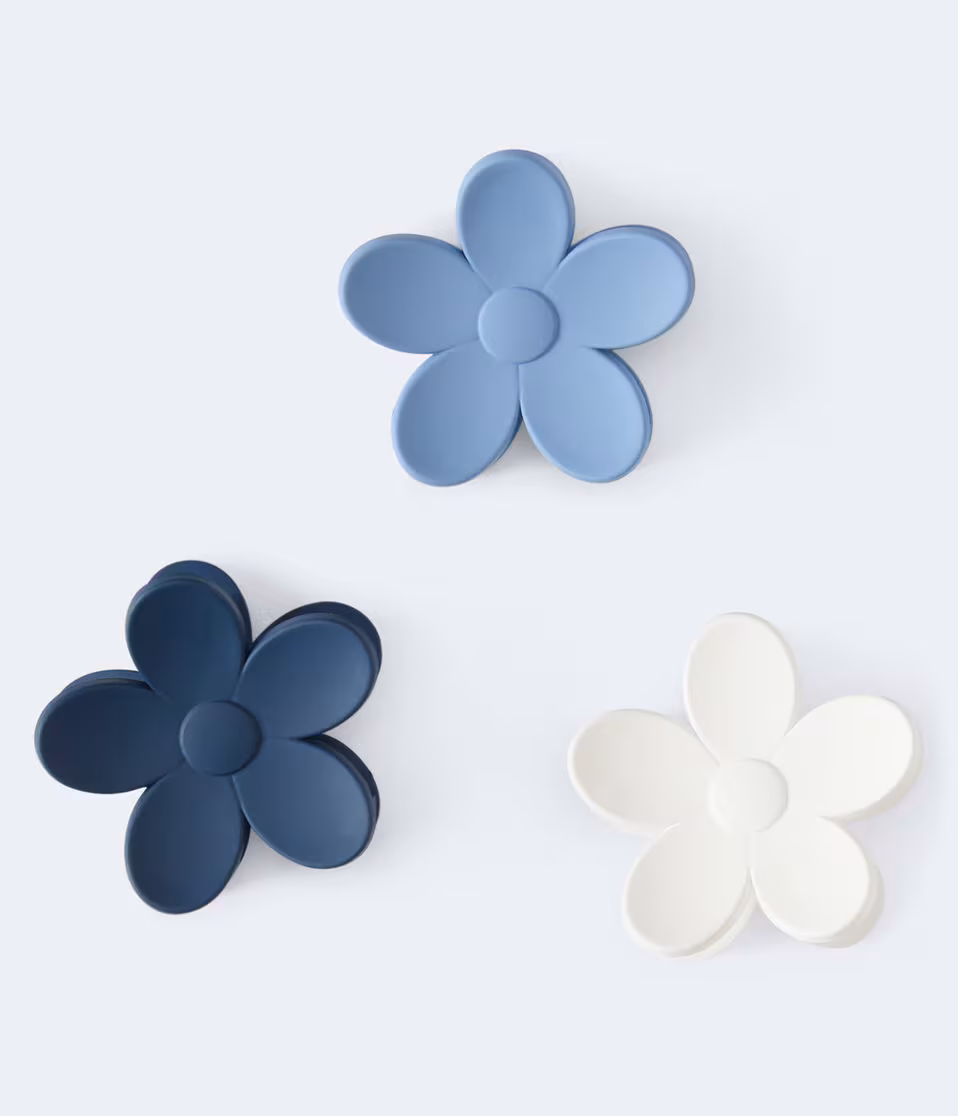 Blue Flower Claw Hair Clip 3-Pack