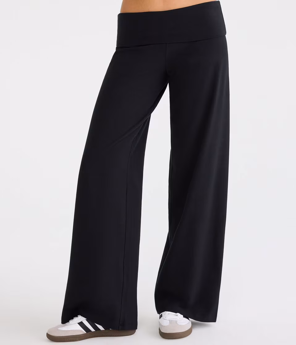 Low-Rise Fold-Over Wide Leg Pants