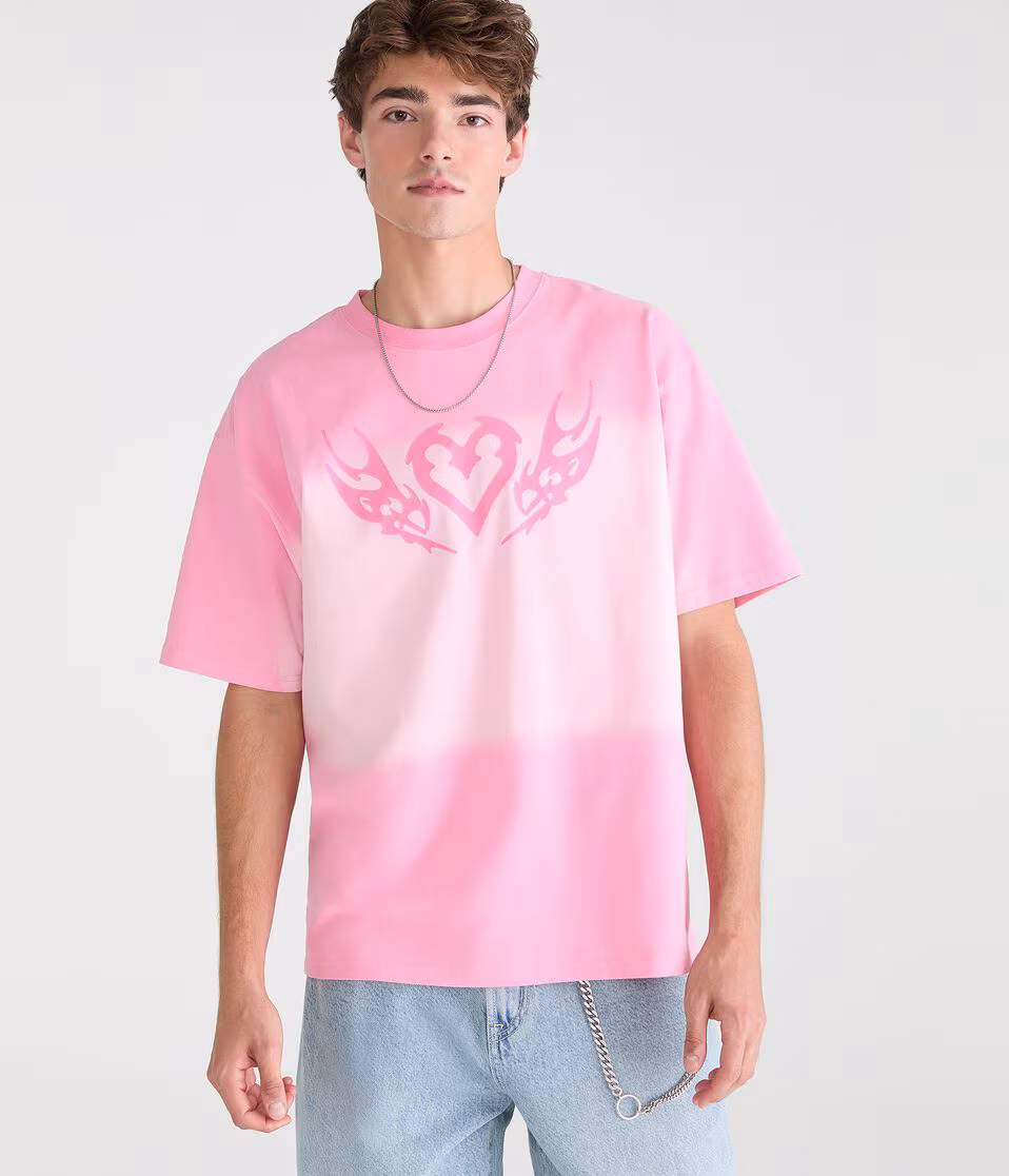 Heart Tattoo Tie-Dye Graphic Tee