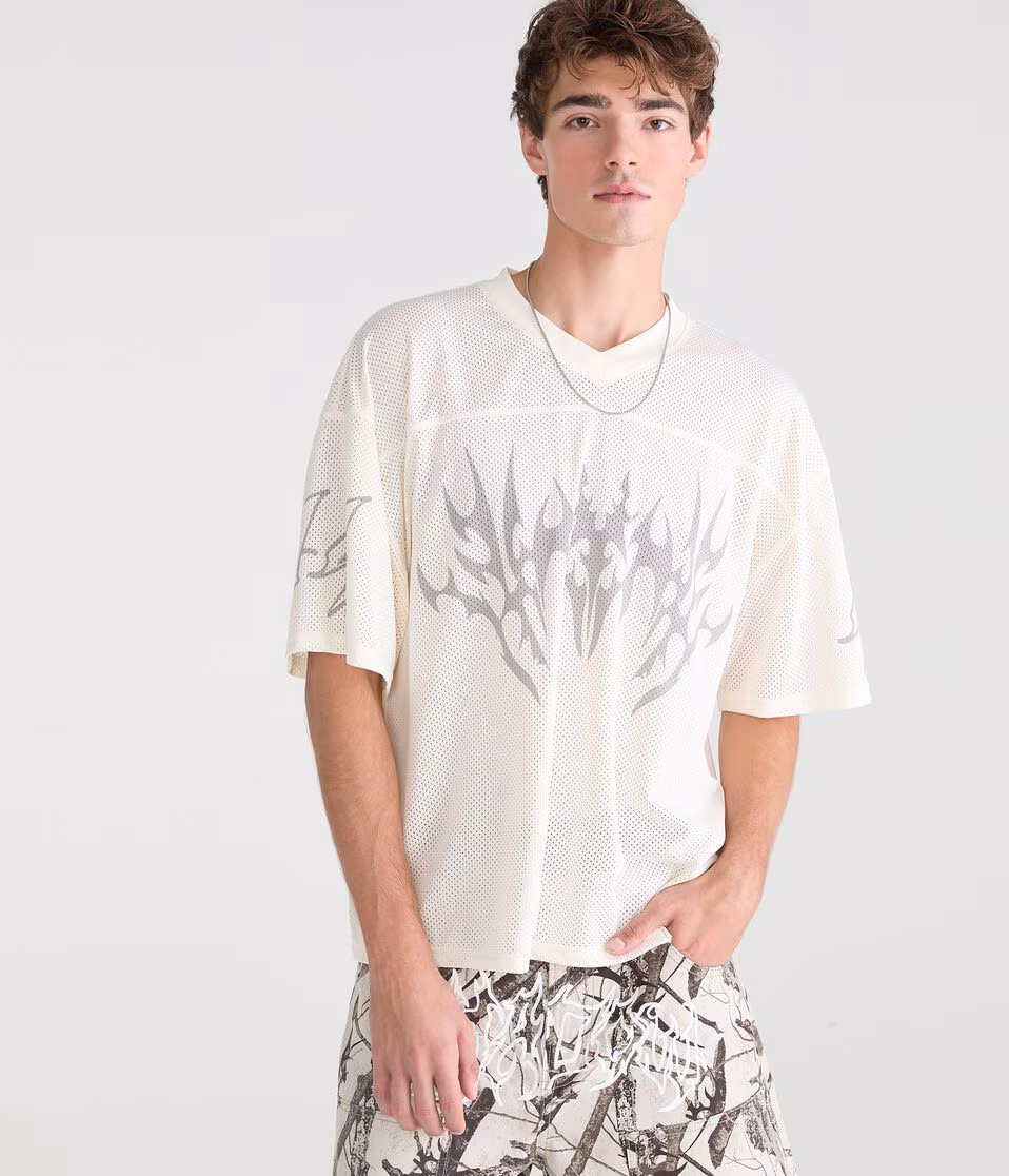 Tattoo V-Neck Mesh Jersey
