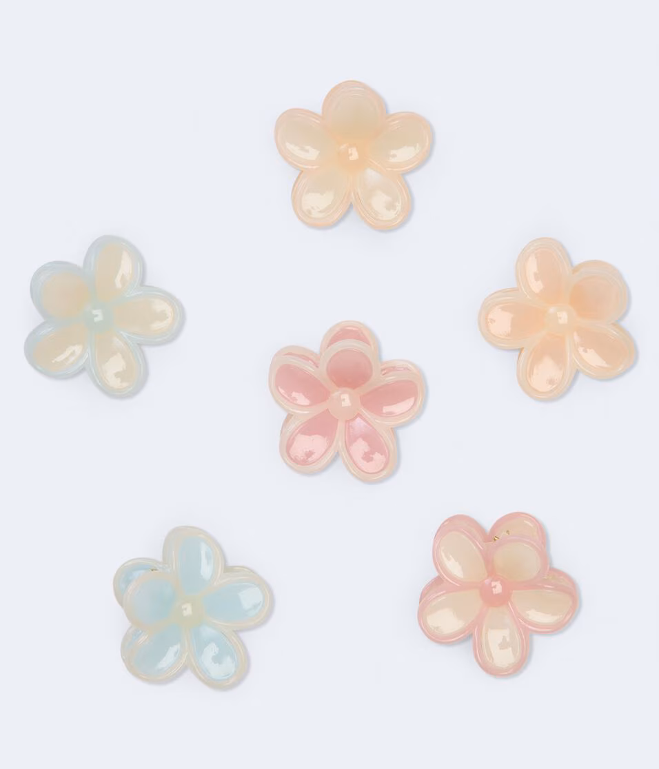 Mini Outlined Flower Claw Hair Clip 6-Pack