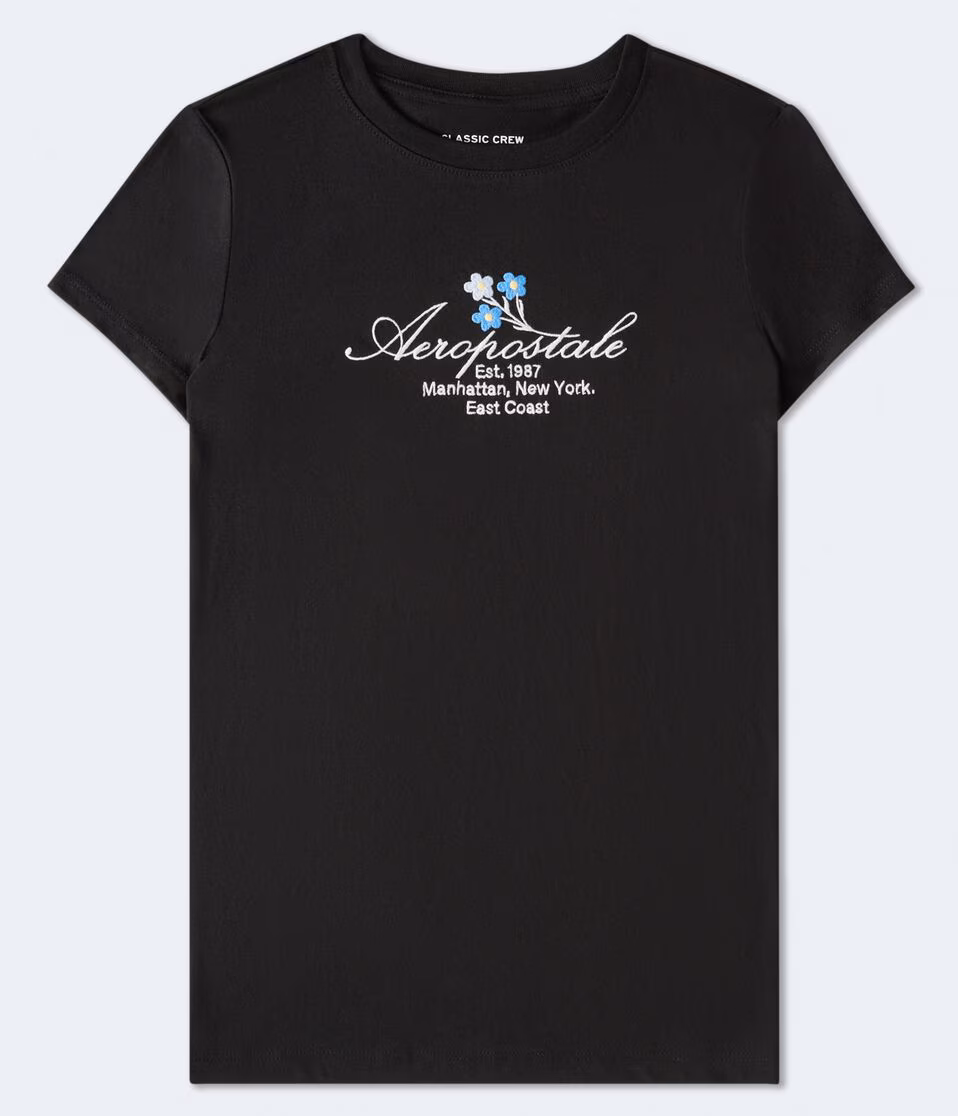 Aeropostale Script Floral Graphic Tee