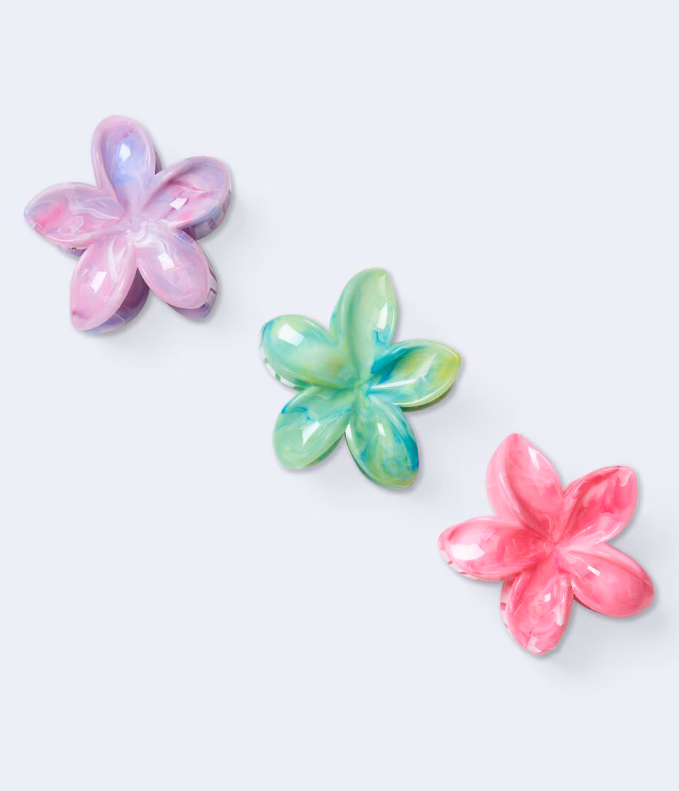 Tropical Flower Claw Hair Clip 3-Pack