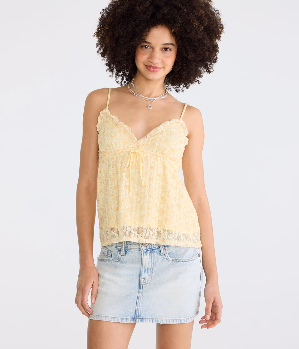 Floral Print Lace V-Neck Cami