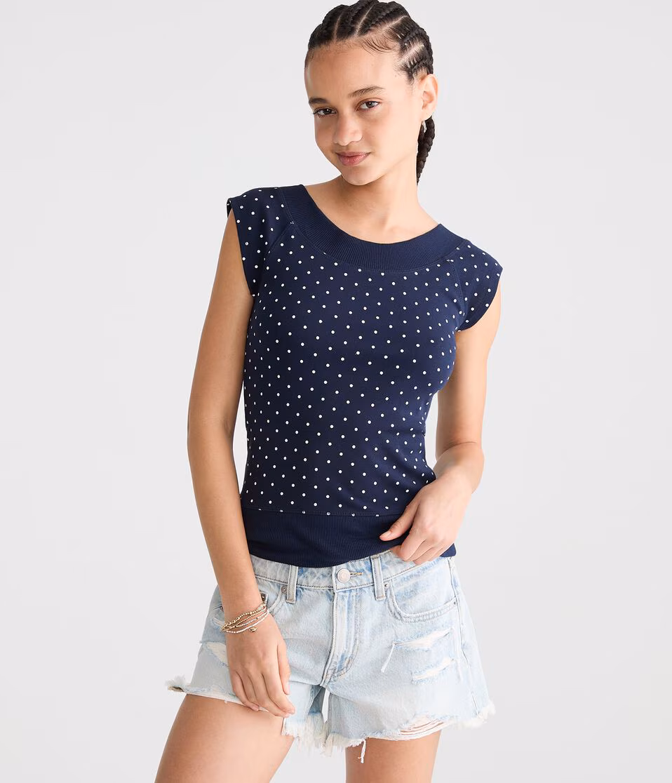 Seriously Soft Polka Dot Wide-Neck Raglan