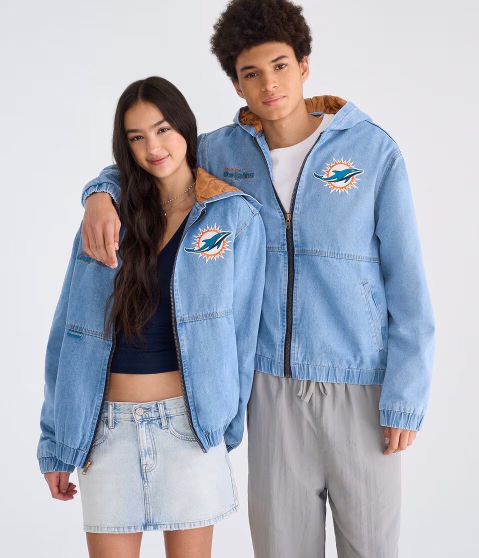 Miami Dolphins Full-Zip Hooded Denim Jacket