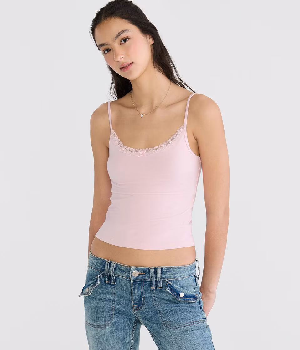 Solid Lace-Trim Cami