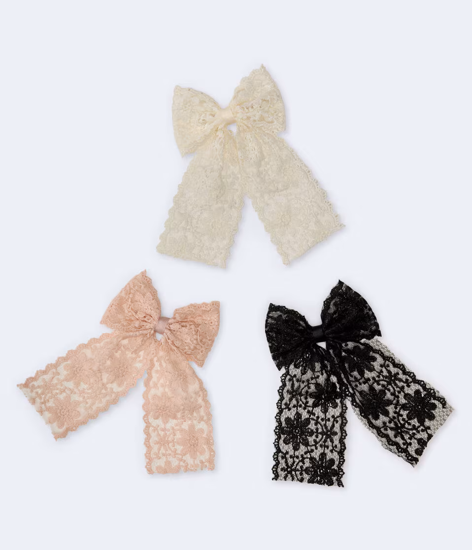 Lace Bow Hair Clip 3-Pack
