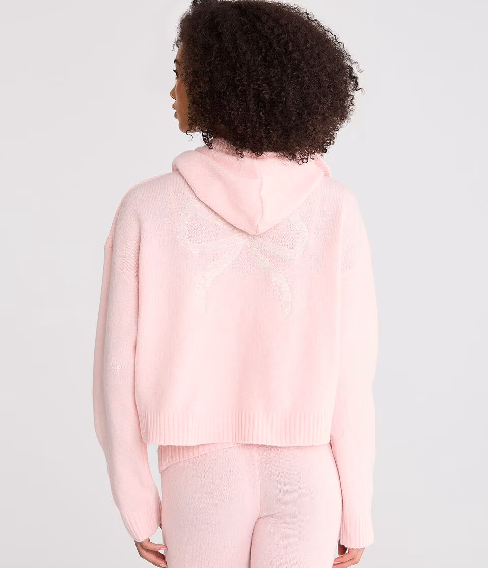 Lace Bow Cozy Sweater Hoodie
