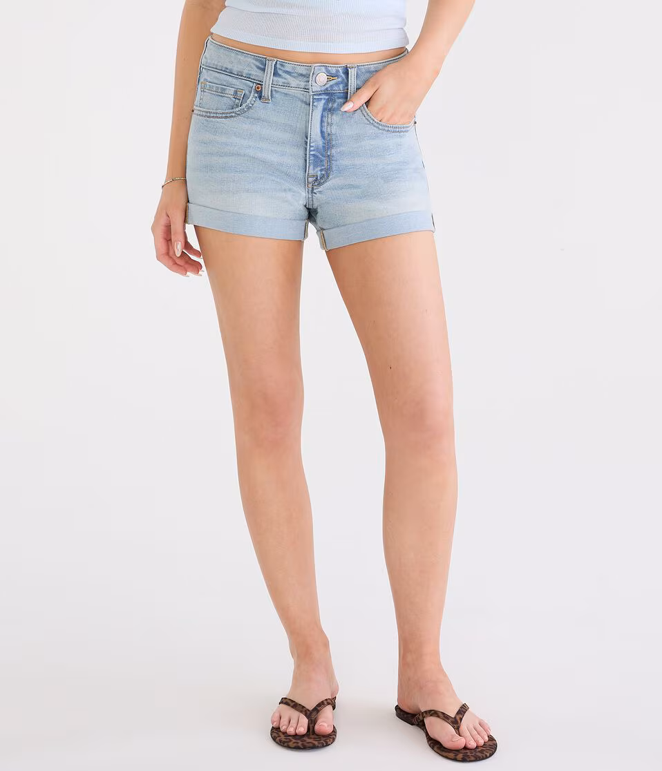 Premium Seriously Stretchy High-Waisted Denim Midi Shorts