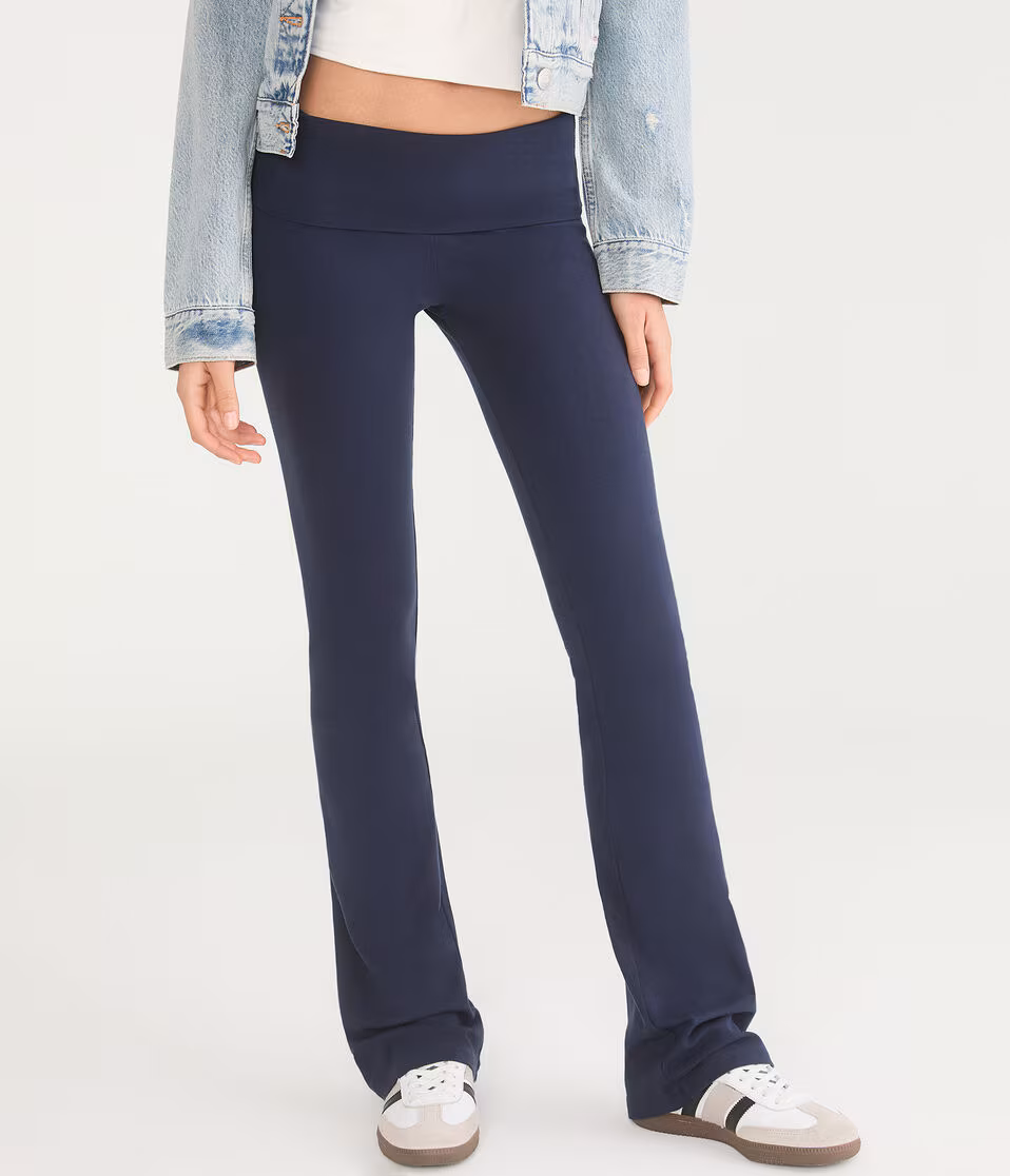 Mid-Rise Fold-Over Bootcut Pants