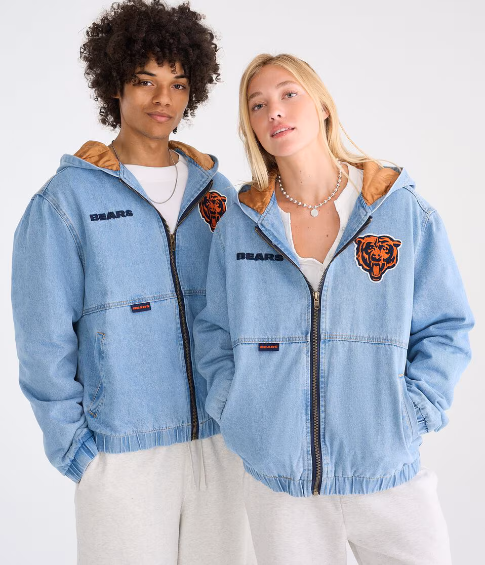 Chicago Bears Full-Zip Hooded Denim Jacket