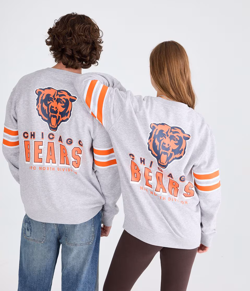 Chicago Bears Striped Sleeve Crew Sweatshirt