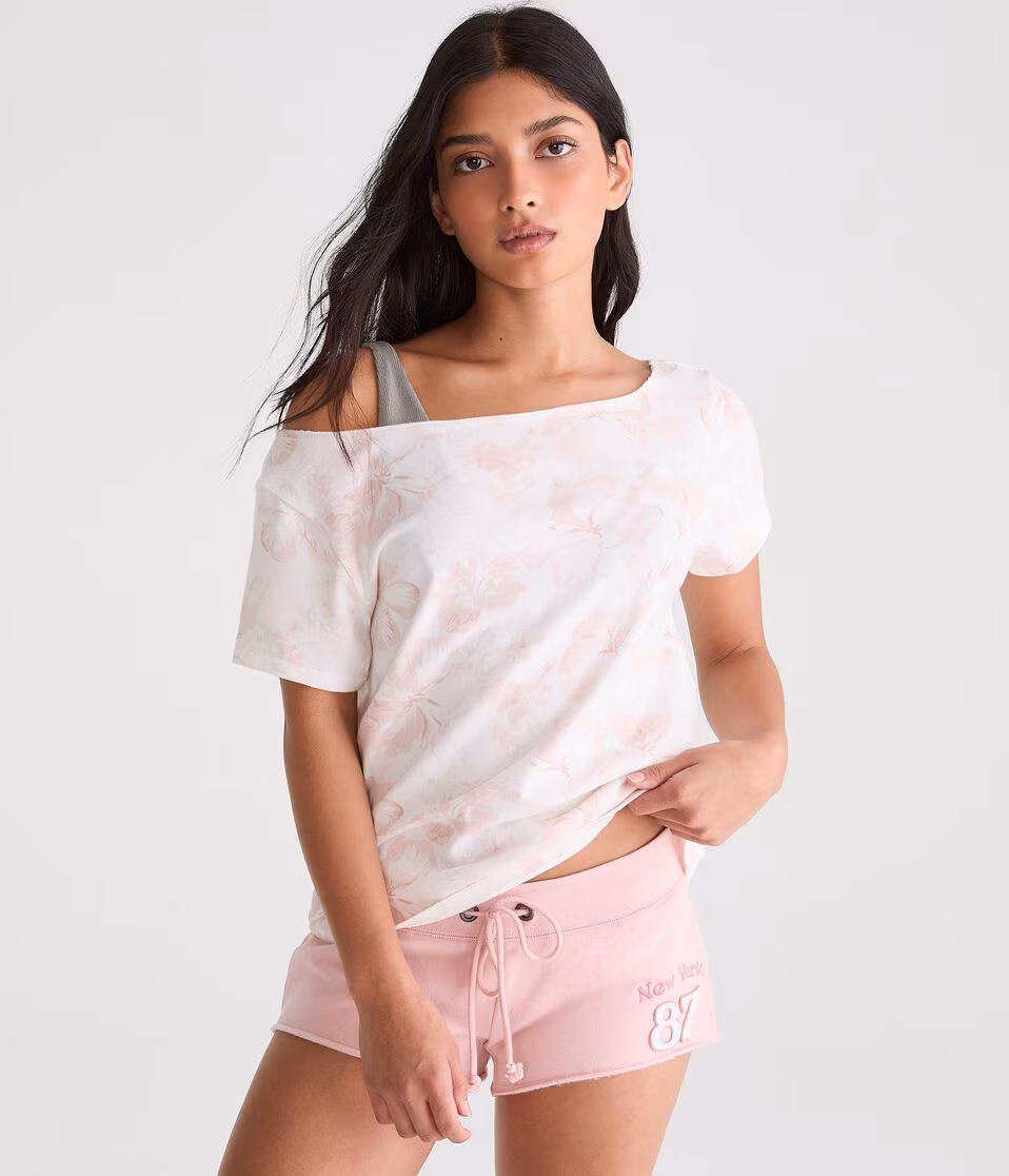 Seriously Soft Floral Off-The-Shoulder Vintage Fit Tee