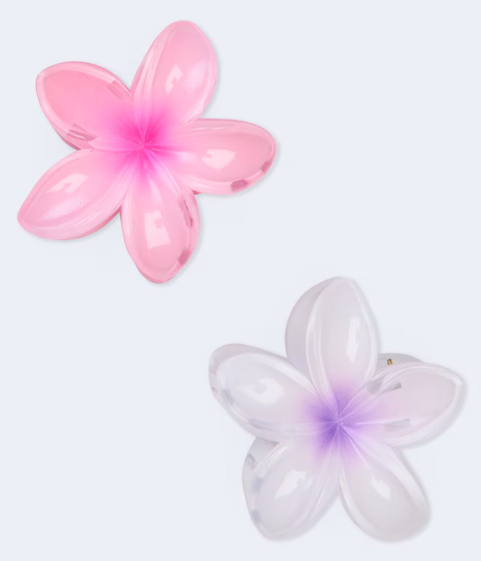 Outlined Flower Claw Hair Clip 2-Pack