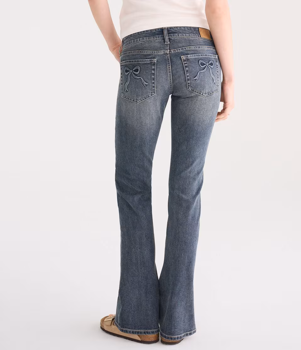 Super Low-Rise Bootcut Bow Pocket Jean