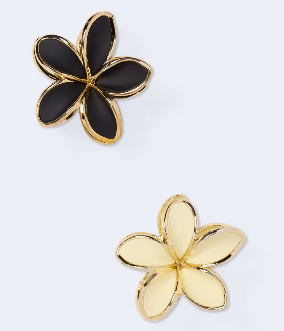 Outlined Tropical Flower Claw Hair Clip 2-Pack