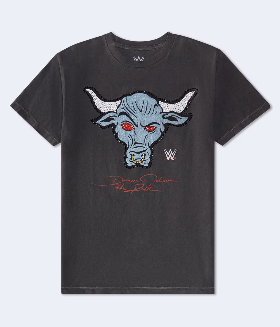 WWE The Rock Rhinestone Relaxed Graphic Tee