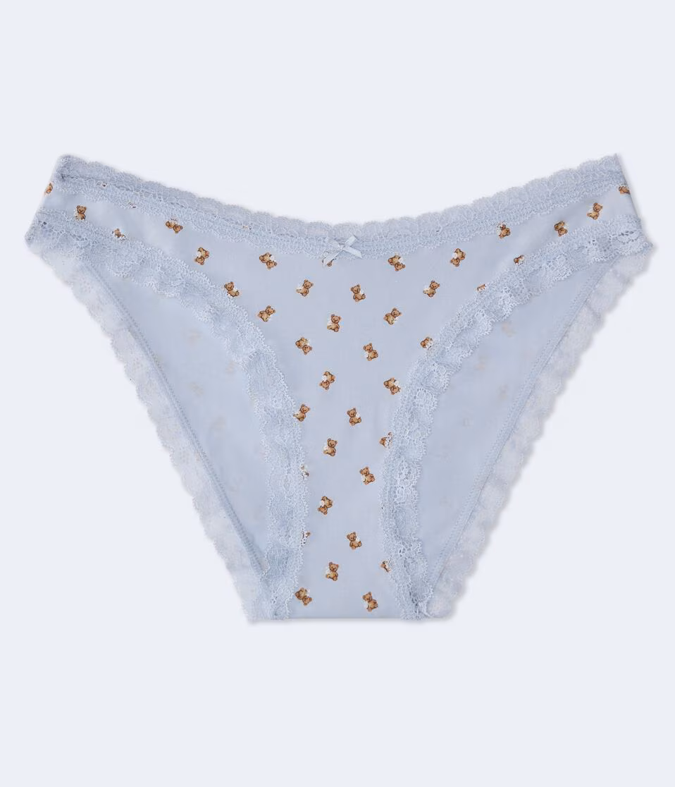 Teddy Bear Lace-Trim Low-Rise Bikini